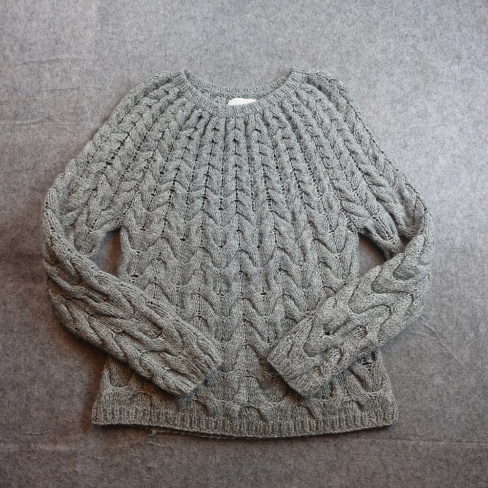 Samsoe Samsoe‎ Sweater Womens Small Gray Chunky Nila ONeck Fisherman Cable Knit